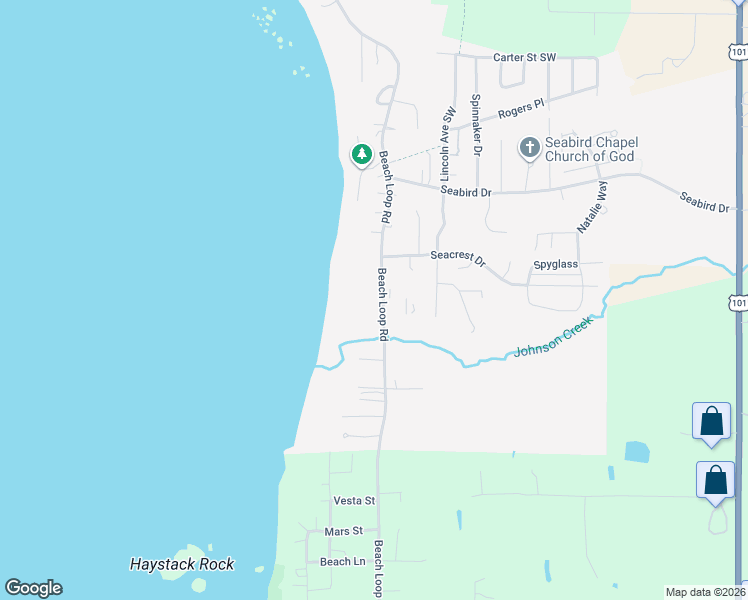 map of restaurants, bars, coffee shops, grocery stores, and more near 3356 Beach Loop Road in Bandon