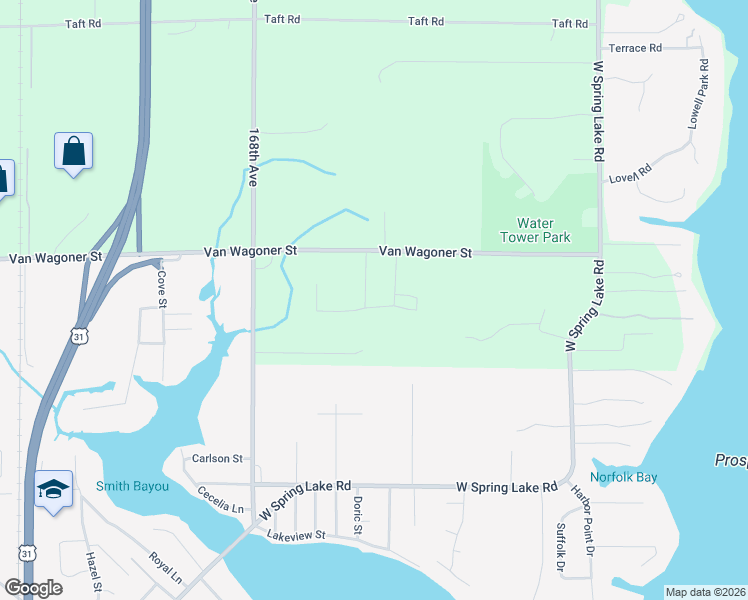 map of restaurants, bars, coffee shops, grocery stores, and more near 17981 Arbor Tree Drive in Spring Lake