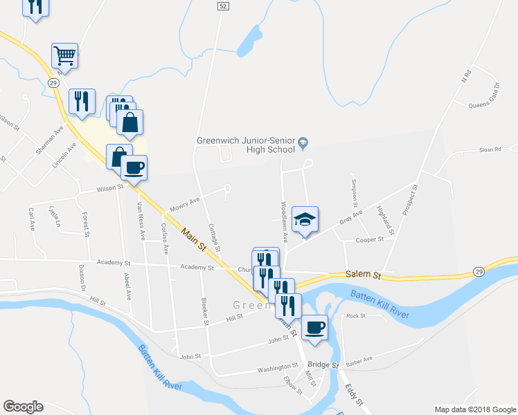 map of restaurants, bars, coffee shops, grocery stores, and more near 20 Woodlawn Avenue in Greenwich