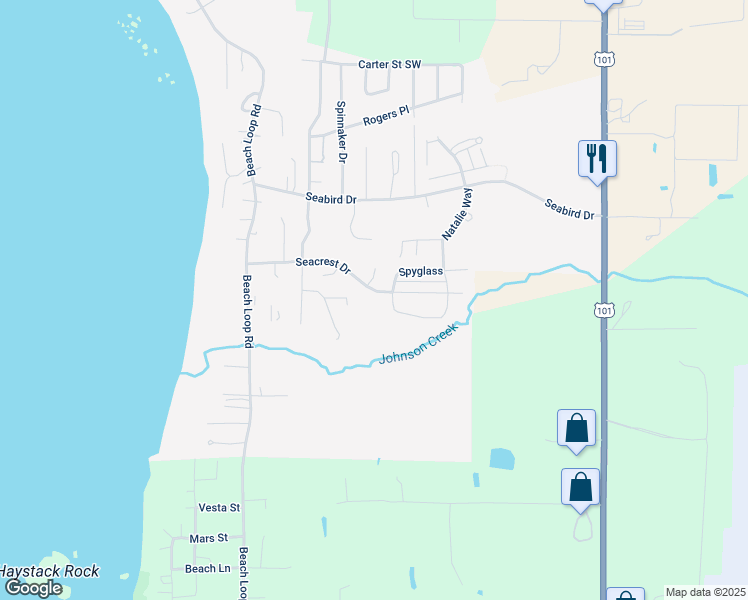 map of restaurants, bars, coffee shops, grocery stores, and more near 925 Hailey Lane in Bandon
