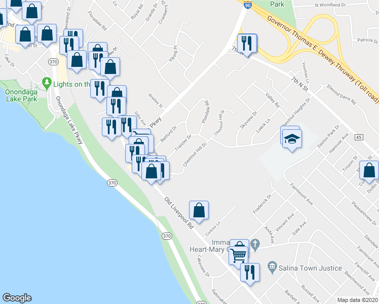 map of restaurants, bars, coffee shops, grocery stores, and more near 113 Chestnut Hill Dr in Liverpool