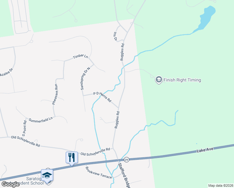 map of restaurants, bars, coffee shops, grocery stores, and more near 39 Ruggles Road in Saratoga Springs