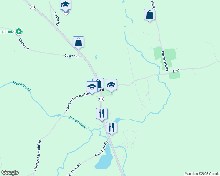 map of restaurants, bars, coffee shops, grocery stores, and more near East Weare Road in Weare