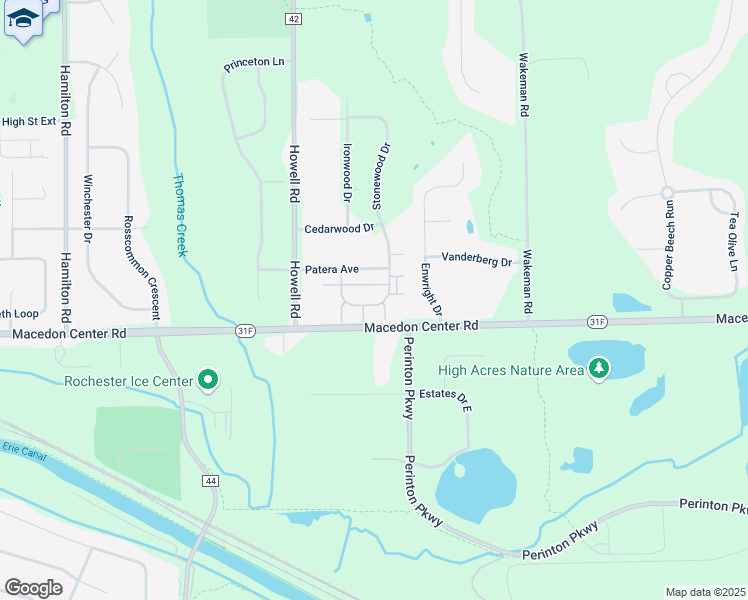 map of restaurants, bars, coffee shops, grocery stores, and more near 36 Sunburst Cir in Fairport