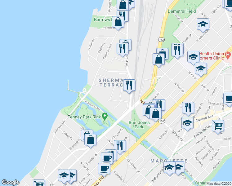 map of restaurants, bars, coffee shops, grocery stores, and more near 1766 Fordem Avenue in Madison