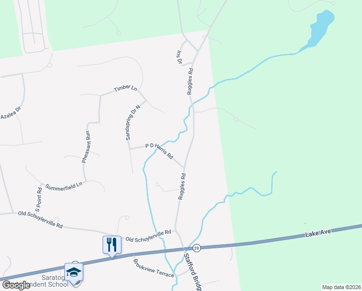 map of restaurants, bars, coffee shops, grocery stores, and more near 39 Ruggles Road in Saratoga Springs