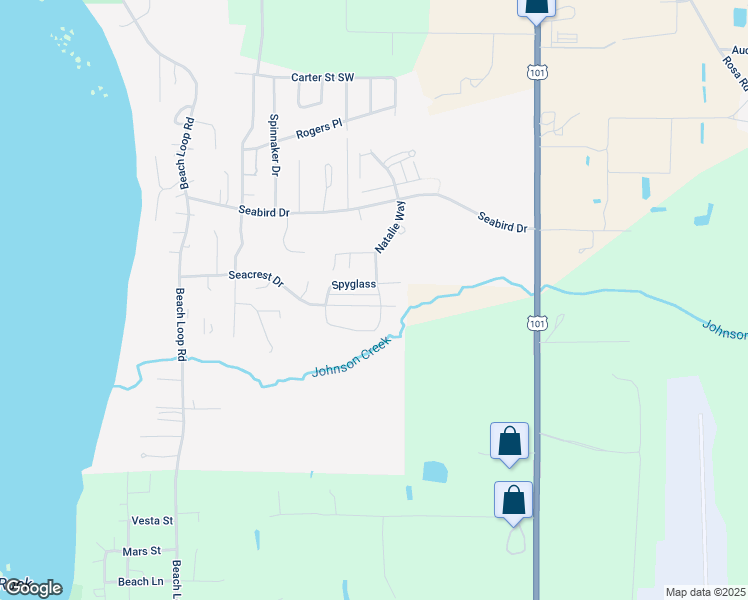 map of restaurants, bars, coffee shops, grocery stores, and more near 700 Seacrest Drive in Bandon