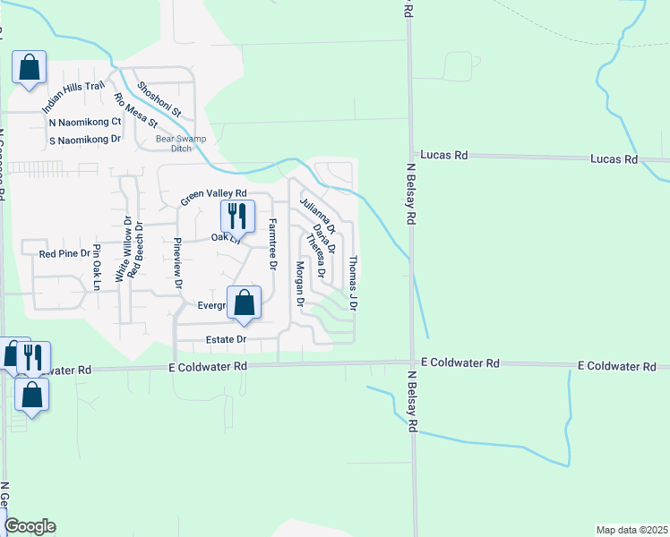 map of restaurants, bars, coffee shops, grocery stores, and more near 827 Daria Drive in Flint