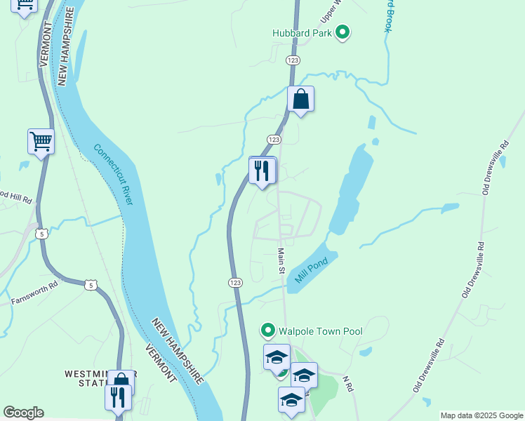 map of restaurants, bars, coffee shops, grocery stores, and more near 10 Homestead Avenue in Walpole