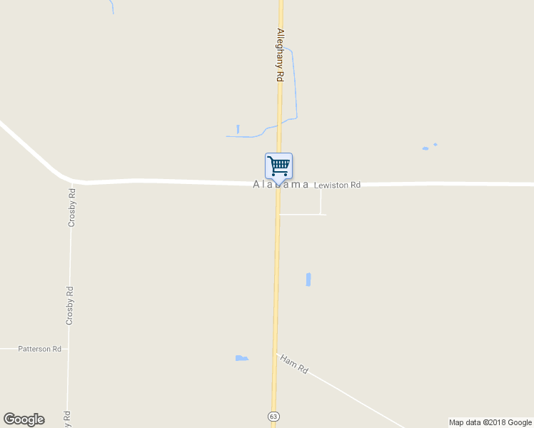 map of restaurants, bars, coffee shops, grocery stores, and more near 6568 Alleghany Road in Basom