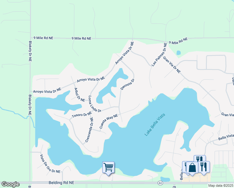 map of restaurants, bars, coffee shops, grocery stores, and more near 7269 Decosta Drive in Rockford