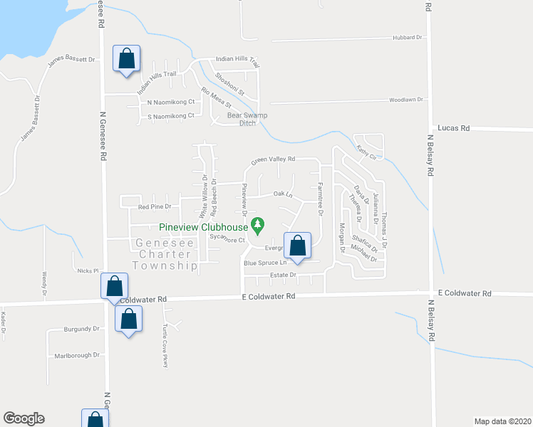 map of restaurants, bars, coffee shops, grocery stores, and more near 5241 East Coldwater Road in Flint