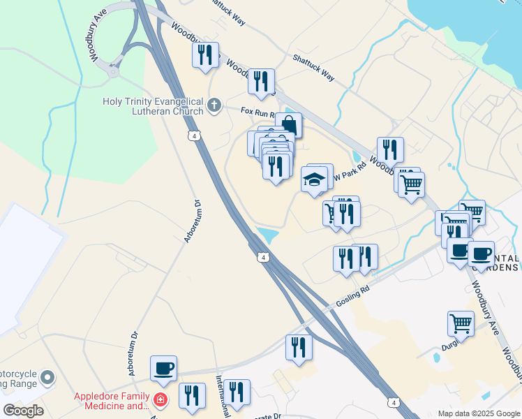 map of restaurants, bars, coffee shops, grocery stores, and more near in Newington