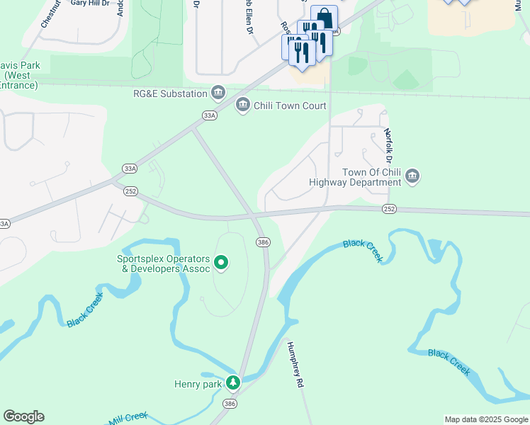 map of restaurants, bars, coffee shops, grocery stores, and more near 283 Beaver Road in Rochester