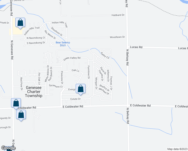 map of restaurants, bars, coffee shops, grocery stores, and more near 705 Jerald Drive in Flint