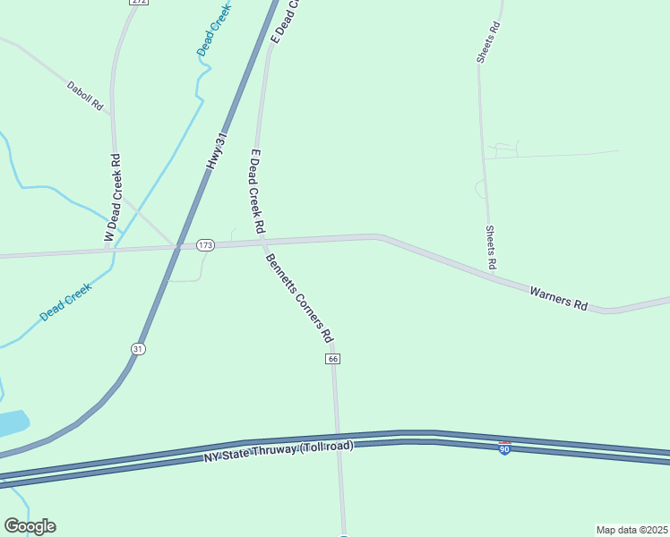 map of restaurants, bars, coffee shops, grocery stores, and more near 6724 Bennetts Corners Road in Warners