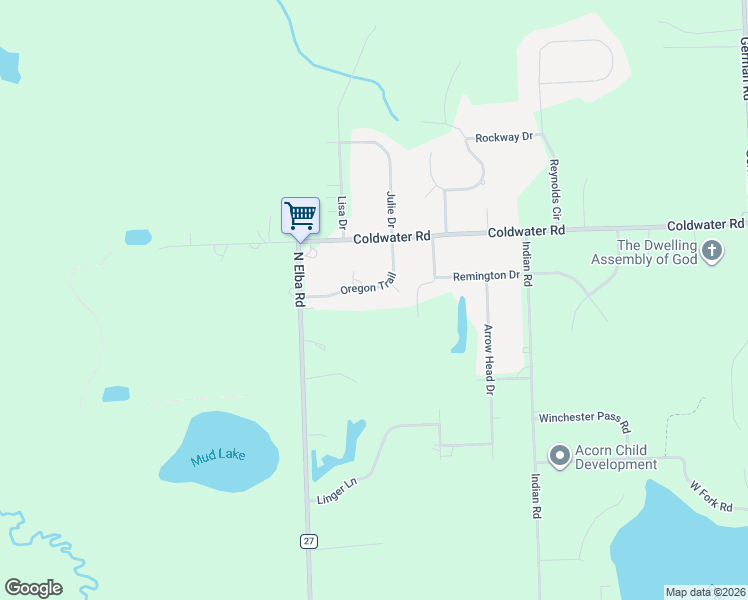 map of restaurants, bars, coffee shops, grocery stores, and more near 5444 Oregon Trail in Lapeer