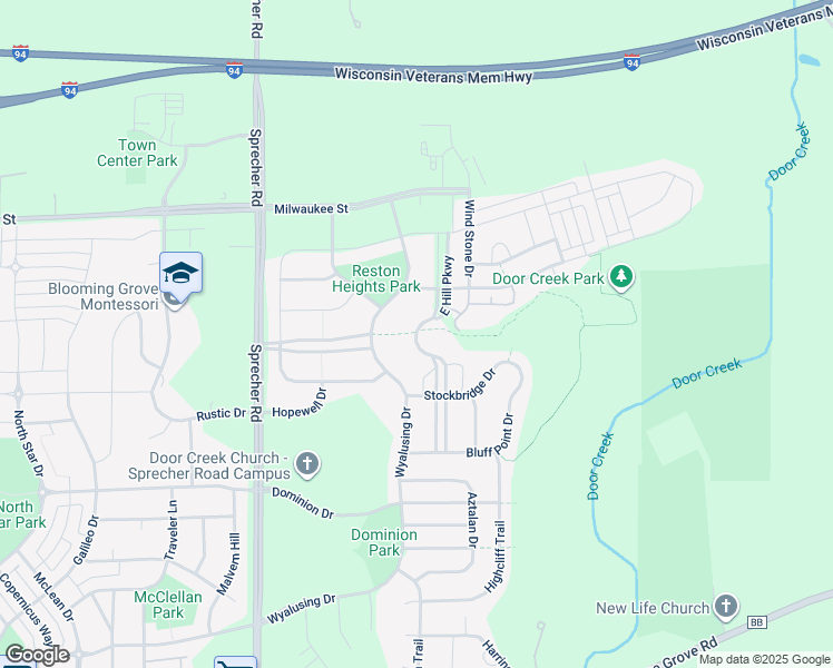 map of restaurants, bars, coffee shops, grocery stores, and more near 252 East Hill Parkway in Madison
