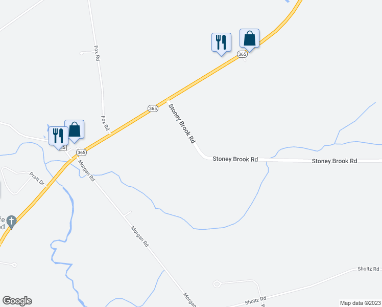 map of restaurants, bars, coffee shops, grocery stores, and more near 4166 Stoneybrook Road in Oneida