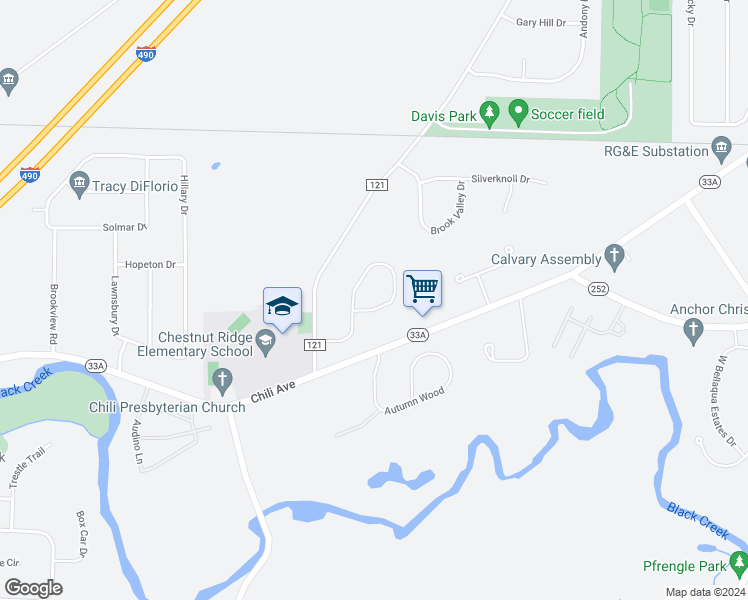 map of restaurants, bars, coffee shops, grocery stores, and more near 52 Black Cedar Drive in Rochester