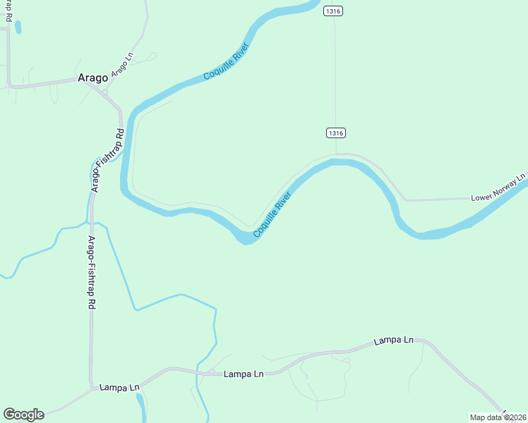 map of restaurants, bars, coffee shops, grocery stores, and more near 93703 Lower Norway Lane in Myrtle Point