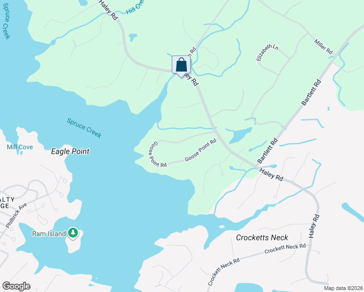 map of restaurants, bars, coffee shops, grocery stores, and more near 9 Goose Point Road in Kittery