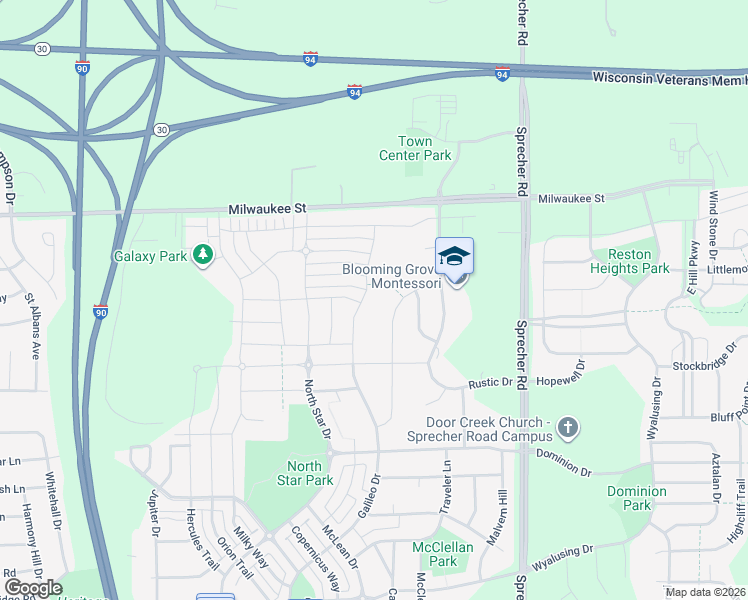 map of restaurants, bars, coffee shops, grocery stores, and more near 218 Venus Way in Madison