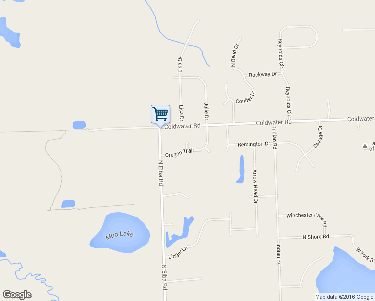 map of restaurants, bars, coffee shops, grocery stores, and more near 5444 Oregon Trail in Lapeer