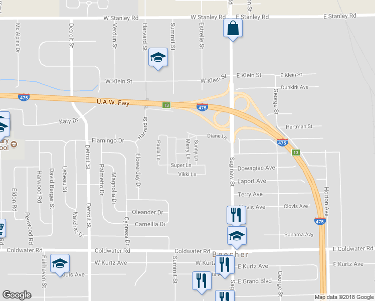 map of restaurants, bars, coffee shops, grocery stores, and more near 90 Rocky Lane in Mount Morris