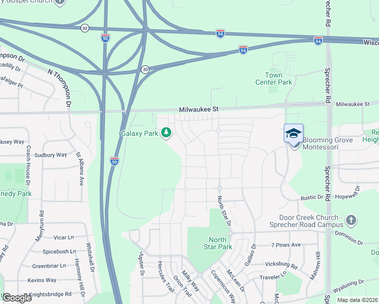 map of restaurants, bars, coffee shops, grocery stores, and more near 6002 Stoney Oak Lane in Madison