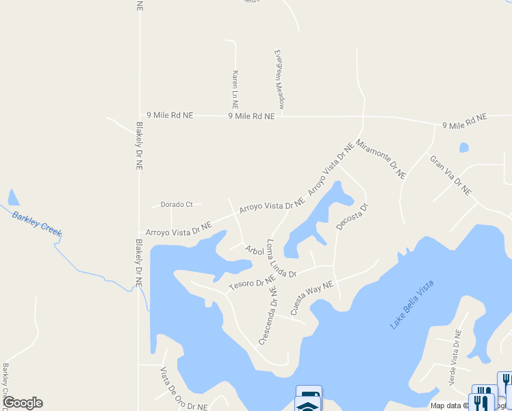 map of restaurants, bars, coffee shops, grocery stores, and more near 5912 Arroyo Vista Drive Northeast in Rockford