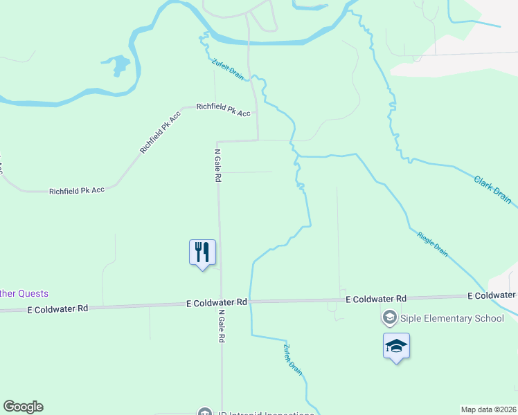 map of restaurants, bars, coffee shops, grocery stores, and more near 6164 North Gale Road in Davison