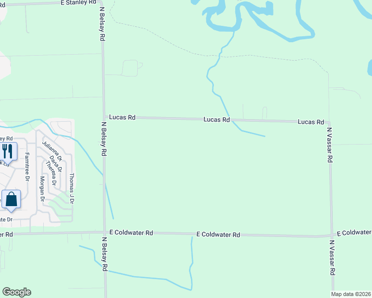 map of restaurants, bars, coffee shops, grocery stores, and more near 6202 Lucas Road in Flint