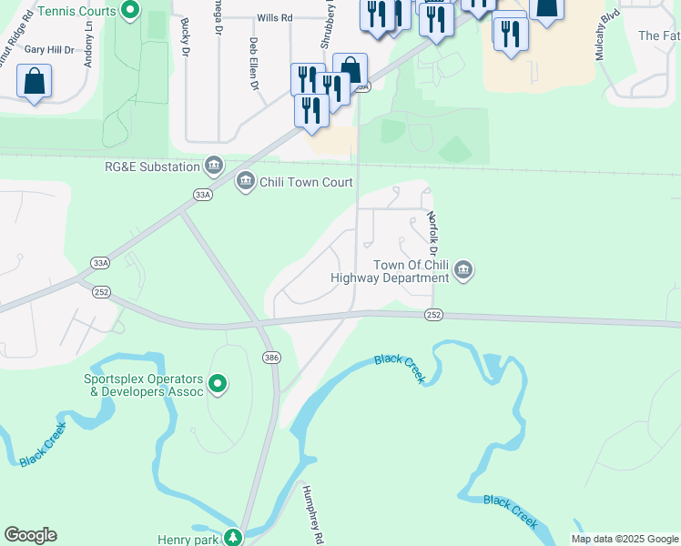 map of restaurants, bars, coffee shops, grocery stores, and more near 500 Still Moon Crescent in Rochester