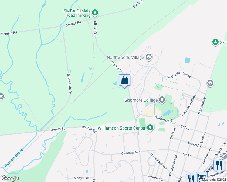 map of restaurants, bars, coffee shops, grocery stores, and more near 333 Clinton Street in Saratoga Springs