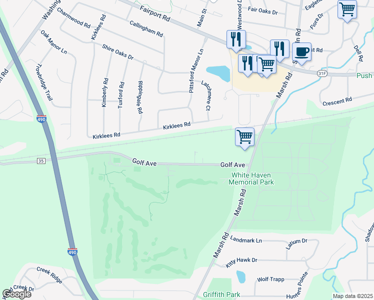 map of restaurants, bars, coffee shops, grocery stores, and more near 194 Golf Avenue in Pittsford
