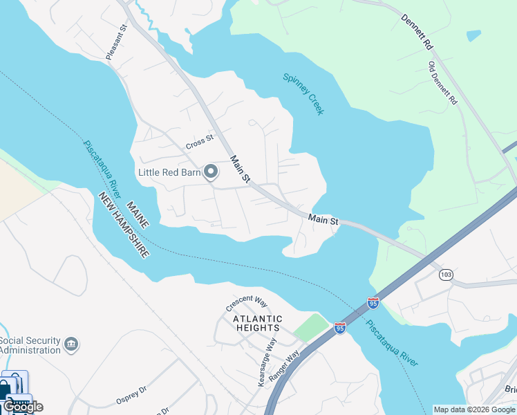 map of restaurants, bars, coffee shops, grocery stores, and more near 3 Dove Lane in Eliot