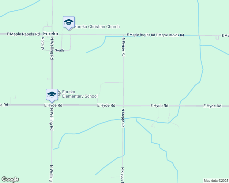 map of restaurants, bars, coffee shops, grocery stores, and more near 7561 North Krepps Road in Elsie