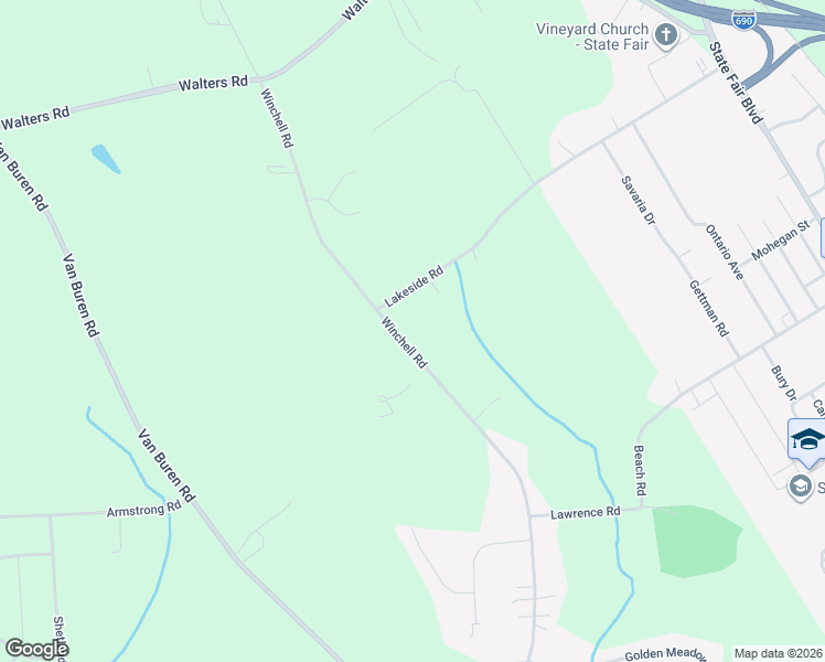 map of restaurants, bars, coffee shops, grocery stores, and more near 3560 Lakeside Road in Syracuse