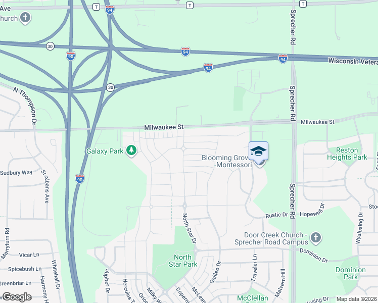 map of restaurants, bars, coffee shops, grocery stores, and more near 6106 Ragan Street in Madison
