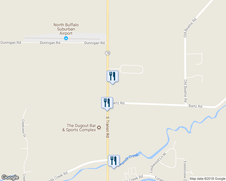 map of restaurants, bars, coffee shops, grocery stores, and more near 6707-6709 South Transit Road in Lockport