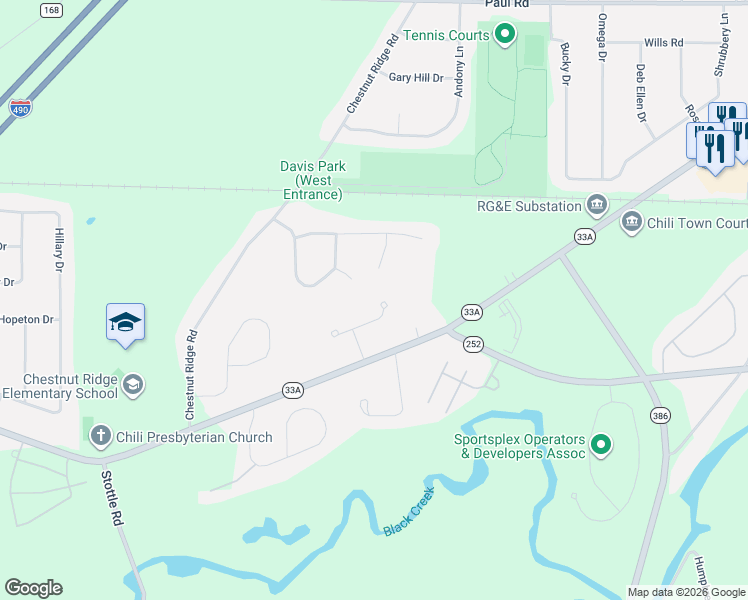 map of restaurants, bars, coffee shops, grocery stores, and more near 22 Orange Tree Circle in Rochester