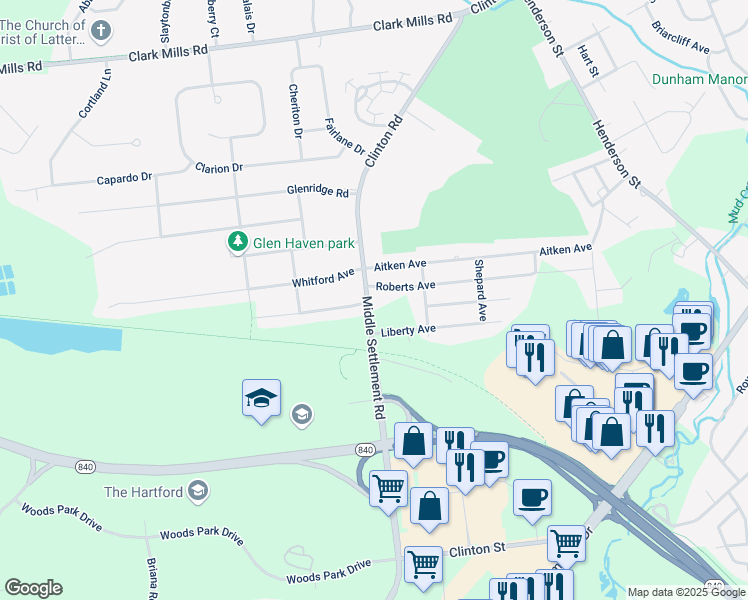 map of restaurants, bars, coffee shops, grocery stores, and more near 4871 30 in Whitesboro
