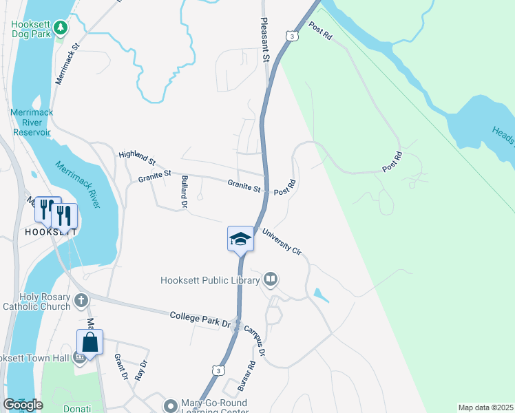 map of restaurants, bars, coffee shops, grocery stores, and more near 1776 Hooksett Road in Hooksett