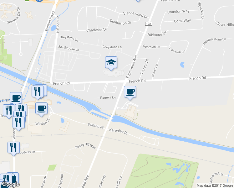 map of restaurants, bars, coffee shops, grocery stores, and more near 1121 Edgewood Avenue in Rochester