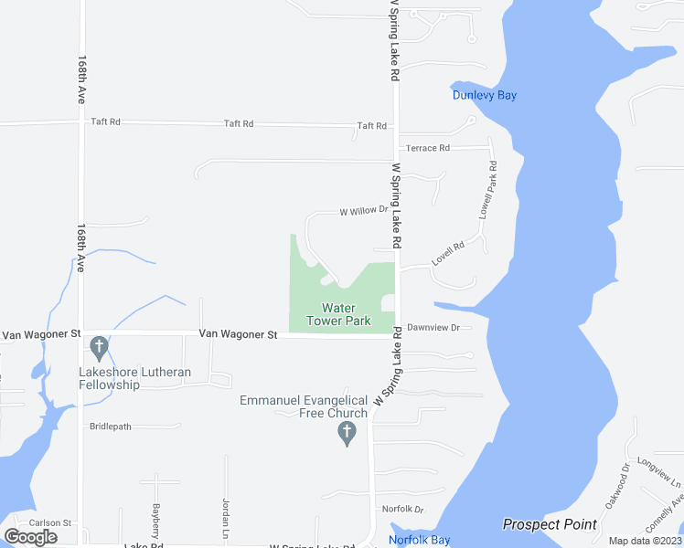 map of restaurants, bars, coffee shops, grocery stores, and more near 16478 West Willow Drive in Spring Lake