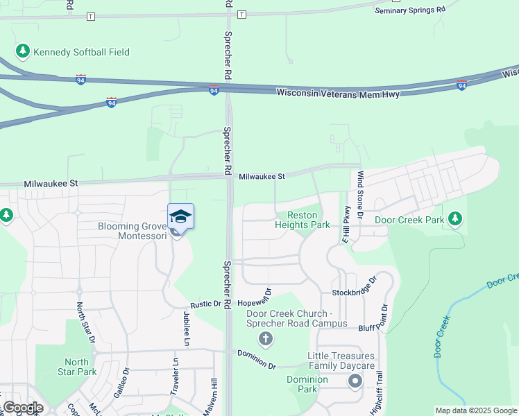 map of restaurants, bars, coffee shops, grocery stores, and more near 6609 Reston Heights Drive in Madison