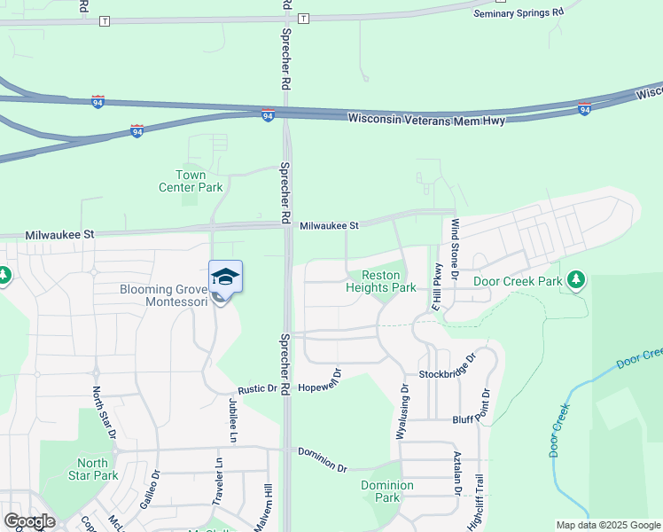 map of restaurants, bars, coffee shops, grocery stores, and more near 6625 Reston Heights Drive in Madison