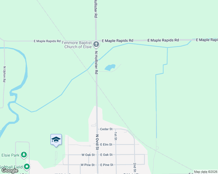map of restaurants, bars, coffee shops, grocery stores, and more near 7720 North Hollister Road in Elsie