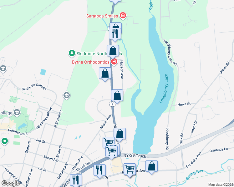 map of restaurants, bars, coffee shops, grocery stores, and more near 424-426 Maple Avenue in Saratoga Springs